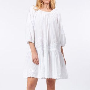 Sundress white 0039 Italy mable dress  embroidered sz Small beach lawn party